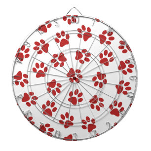Pattern Of Paws, Dog Paws, Red Paws Dart Board