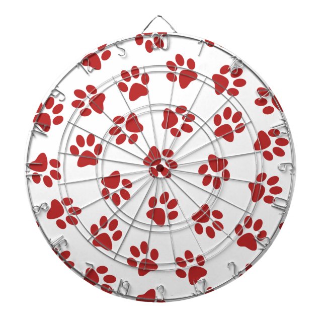 Pattern Of Paws, Dog Paws, Red Paws Dart Board (Front)