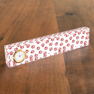 Pattern Of Paws, Dog Paws, Red Paws Desk Name Plate