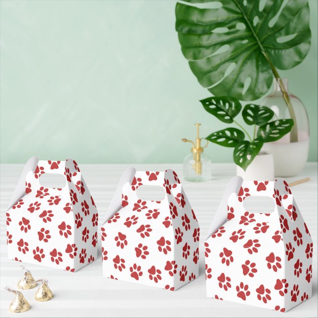Pattern Of Paws, Dog Paws, Red Paws Favor Boxes (Multiple)