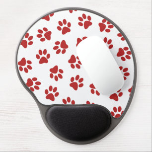 Pattern Of Paws, Dog Paws, Red Paws Gel Mouse Pad