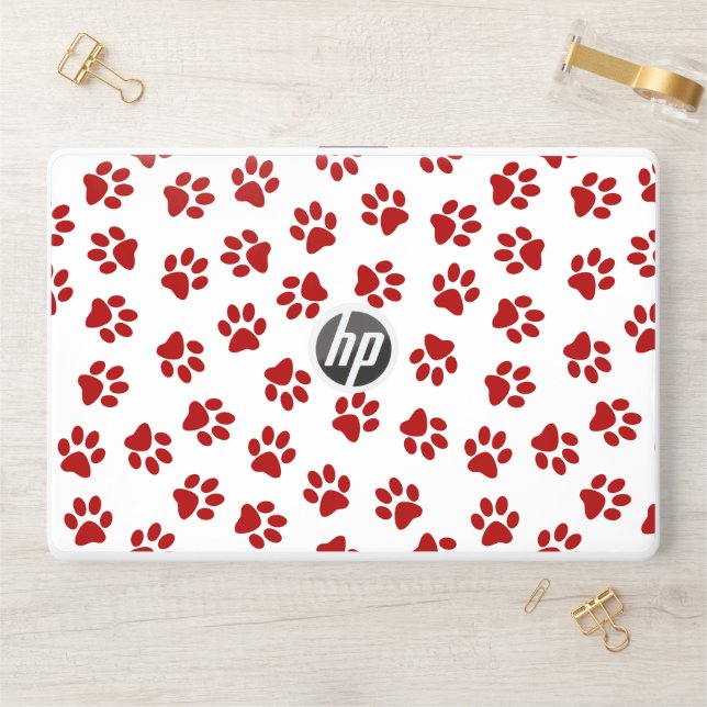 Pattern Of Paws, Dog Paws, Red Paws HP Laptop Skin (Desk)