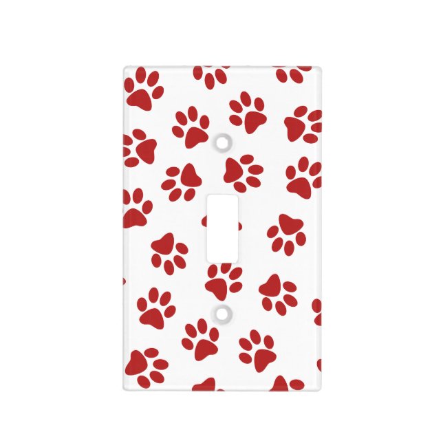 Pattern Of Paws, Dog Paws, Red Paws Light Switch Cover (Front)
