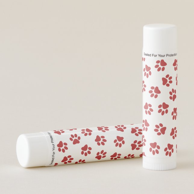 Pattern Of Paws, Dog Paws, Red Paws Lip Balm (Front)