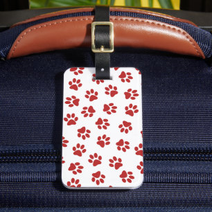 Pattern Of Paws, Dog Paws, Red Paws Luggage Tag