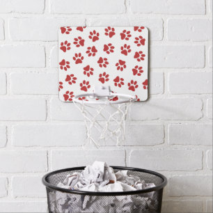 Pattern Of Paws, Dog Paws, Red Paws Mini Basketball Hoop