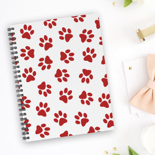 Pattern Of Paws, Dog Paws, Red Paws Notebook