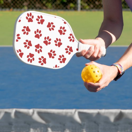 Pattern Of Paws Dog Paws Red Paws Pickleball Paddle