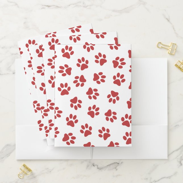 Pattern Of Paws, Dog Paws, Red Paws Pocket Folder (In Situ)