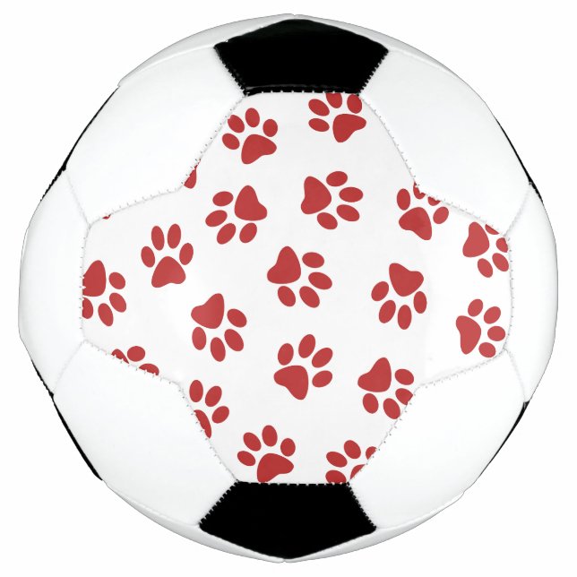 Pattern Of Paws, Dog Paws, Red Paws Soccer Ball (Front)
