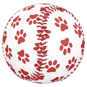 Pattern Of Paws, Dog Paws, Red Paws Softball