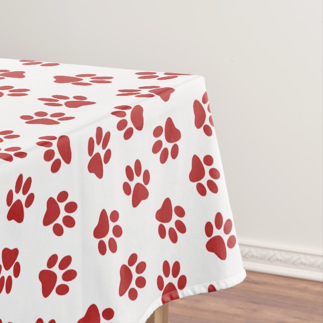 Pattern Of Paws, Dog Paws, Red Paws Tablecloth (In Situ)