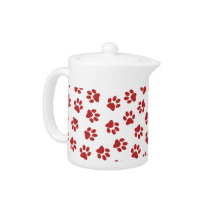 Pattern Of Paws, Dog Paws, Red Paws Teapot