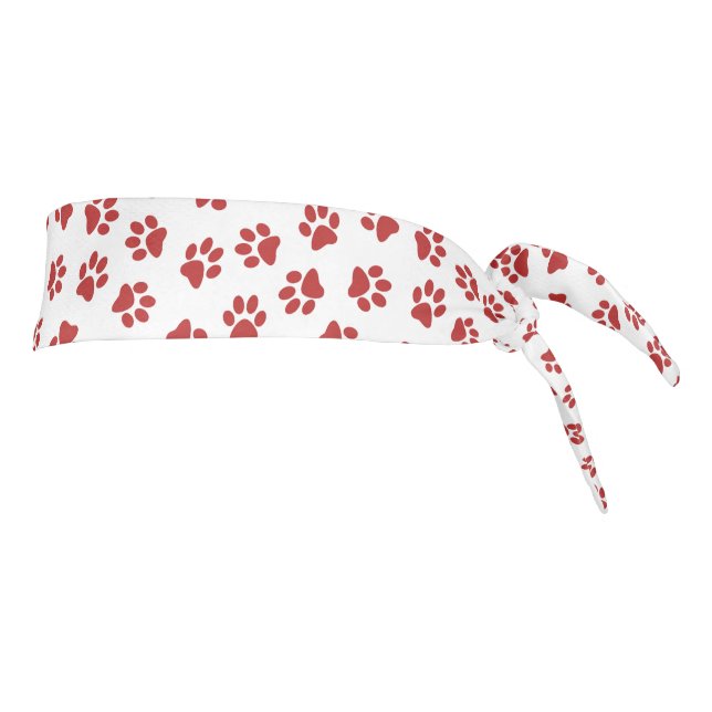 Pattern Of Paws, Dog Paws, Red Paws Tie Headband (Rotate 90)