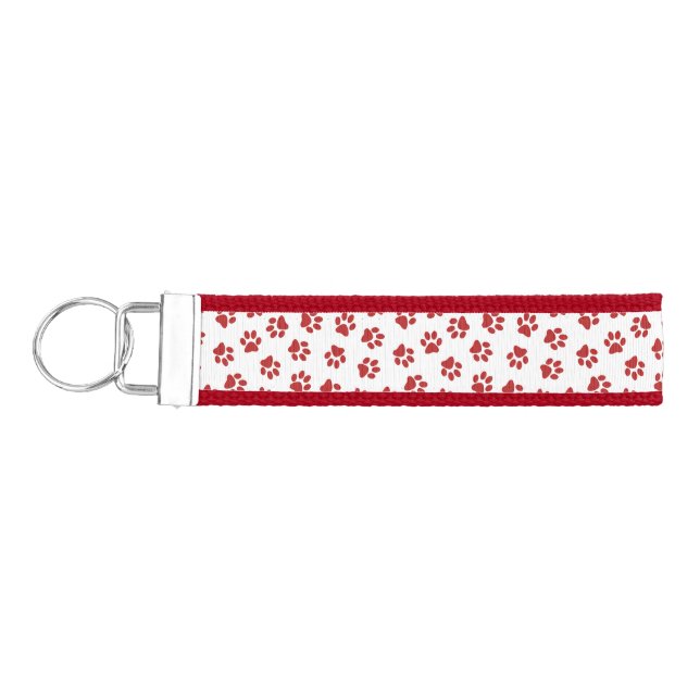 Pattern Of Paws, Dog Paws, Red Paws Wrist Keychain (Keys on Left)