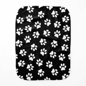 Pattern Of Paws, Dog Paws, White Paws Baby Burp Cloth