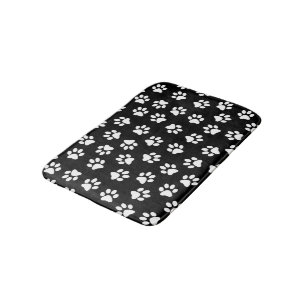 Pattern Of Paws, Dog Paws, White Paws Bath Mat
