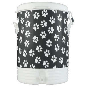 Pattern Of Paws, Dog Paws, White Paws Beverage Cooler