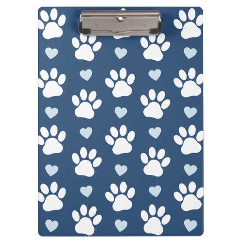 Pattern Of Paws Dog Paws White Paws Blue Hearts Clipboard