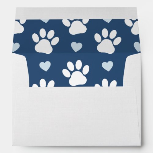 Pattern Of Paws Dog Paws White Paws Blue Hearts Envelope