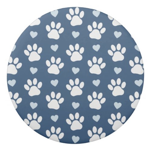 Pattern Of Paws Dog Paws White Paws Blue Hearts Eraser