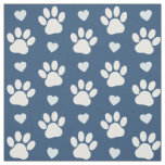 Pattern Of Paws, Dog Paws, White Paws, Blue Hearts Fabric