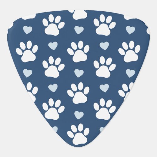 Pattern Of Paws Dog Paws White Paws Blue Hearts Guitar Pick