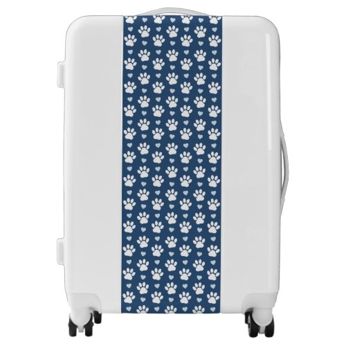 Pattern Of Paws Dog Paws White Paws Blue Hearts Luggage