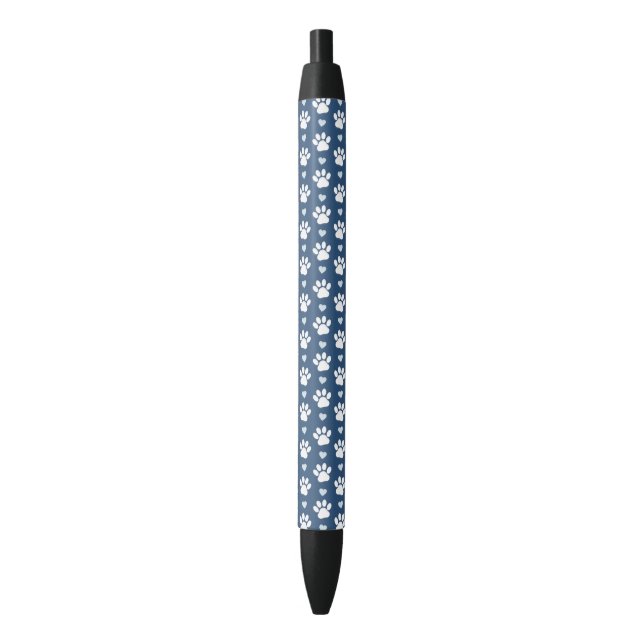 Pattern Of Paws, Dog Paws, White Paws, Blue Hearts Pen (Front Vertical)
