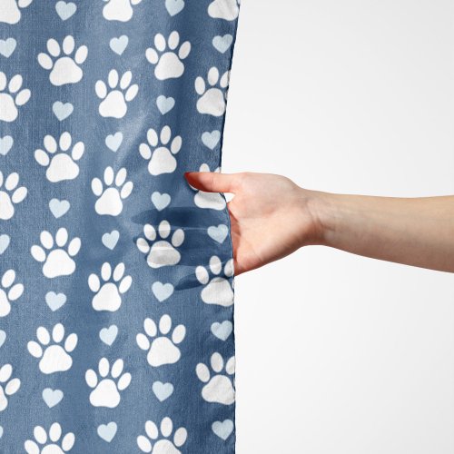 Pattern Of Paws Dog Paws White Paws Blue Hearts Scarf