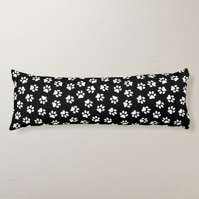 Pattern Of Paws, Dog Paws, White Paws Body Pillow (Front)