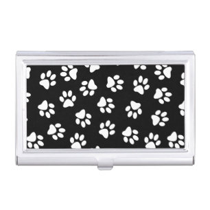 Pattern Of Paws, Dog Paws, White Paws Business Card Case