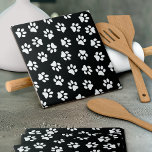 Pattern Of Paws, Dog Paws, White Paws Ceramic Tile<br><div class="desc">Cute,  fun and adorable pattern with white paws on black background. Modern and trendy gift,  perfect for the dog lover in your life.</div>