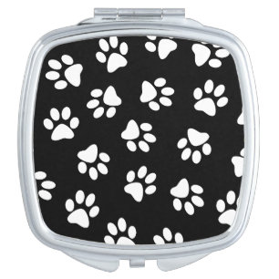 Pattern Of Paws, Dog Paws, White Paws Compact Mirror