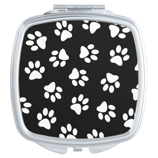 Pattern Of Paws, Dog Paws, White Paws Compact Mirror (Front)