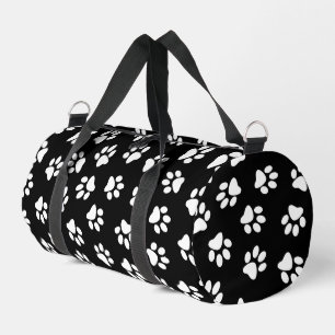 Pattern Of Paws, Dog Paws, White Paws Duffle Bag