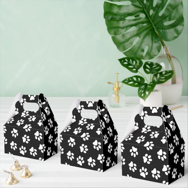 Pattern Of Paws, Dog Paws, White Paws Favor Boxes (Multiple)