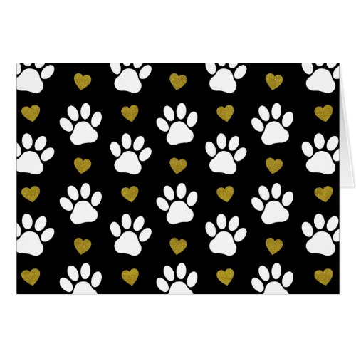 Pattern Of Paws Dog Paws White Paws Gold Hearts