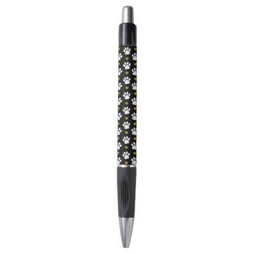 Pattern Of Paws Dog Paws White Paws Gold Hearts Pen