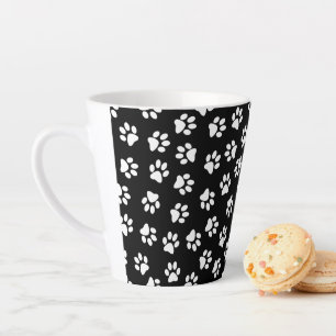 Pattern Of Paws, Dog Paws, White Paws Latte Mug