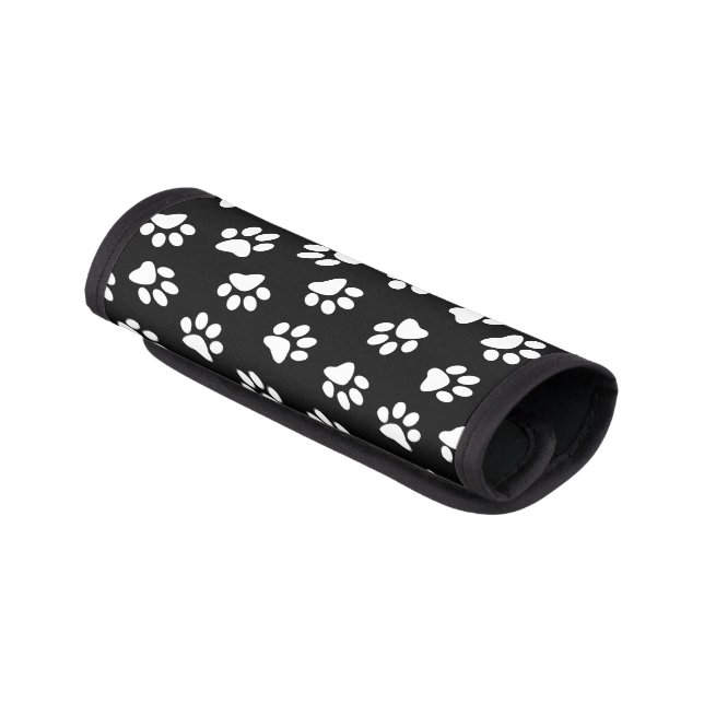 Pattern Of Paws, Dog Paws, White Paws Luggage Handle Wrap (Angled)