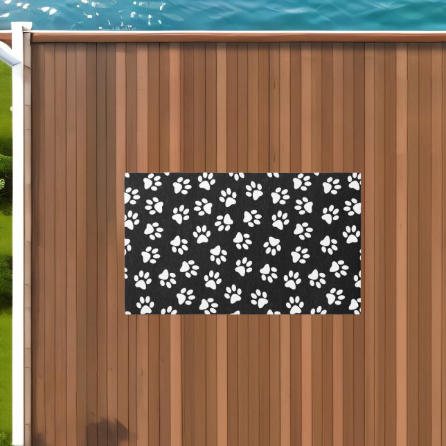 Pattern Of Paws, Dog Paws, White Paws Outdoor Rug (Insitu (Outdoor 1))