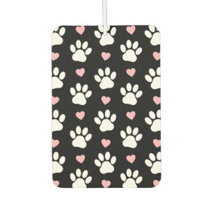 Pattern Of Paws, Dog Paws, White Paws, Pink Hearts Air Freshener