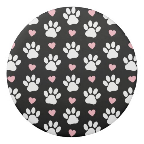 Pattern Of Paws Dog Paws White Paws Pink Hearts Eraser