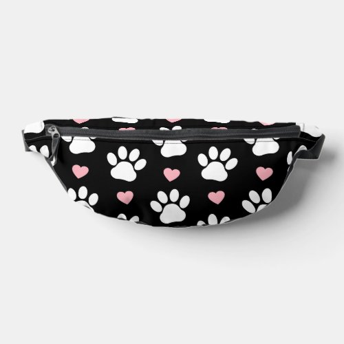 Pattern Of Paws Dog Paws White Paws Pink Hearts Fanny Pack