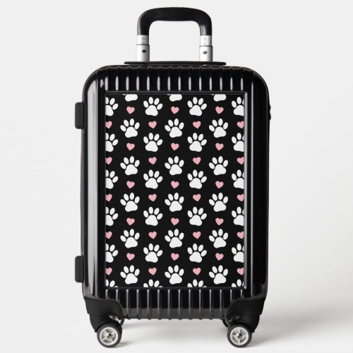 Pattern Of Paws Dog Paws White Paws Pink Hearts Luggage