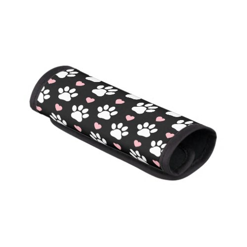 Pattern Of Paws Dog Paws White Paws Pink Hearts Luggage Handle Wrap