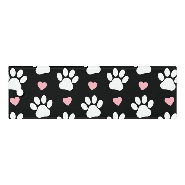 Pattern Of Paws, Dog Paws, White Paws, Pink Hearts Ruler (Front)