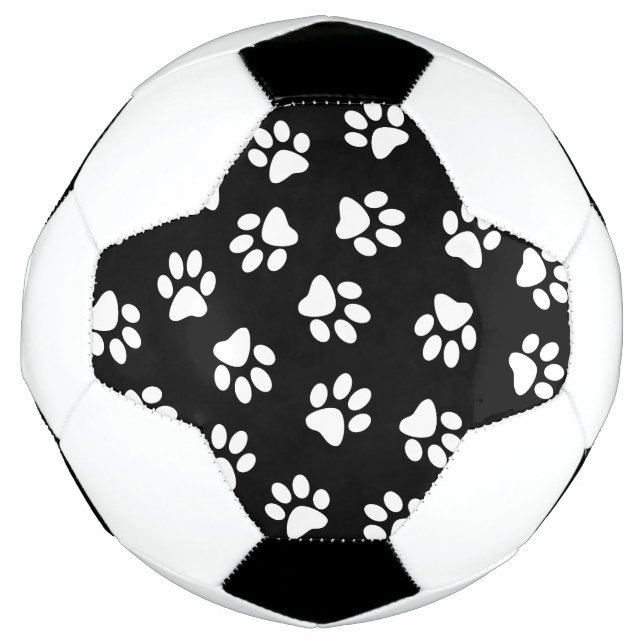 Pattern Of Paws, Dog Paws, White Paws Soccer Ball (Front)