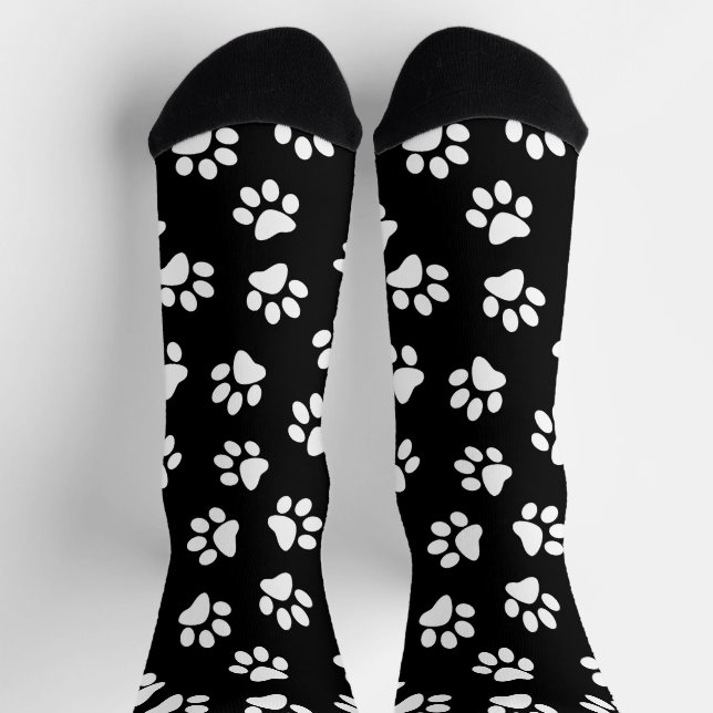 Pattern Of Paws, Dog Paws, White Paws Socks (Top)